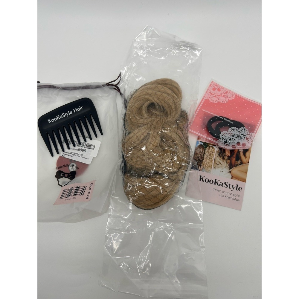KooKaStyle Hair Extension Ponytail Blonde Clip In w/ Comb‎ & Accessories Bundle
